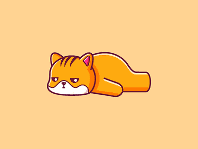 Cat Lazy animal cartoon cat character cute graphic design icon illustration lazy vector