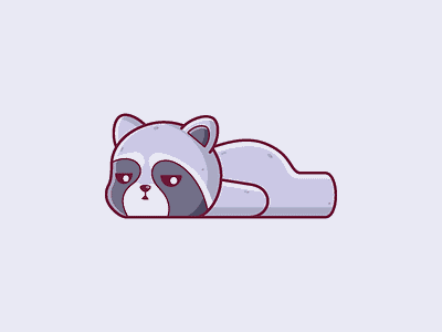 Raccoon Lazy animal cartoon character cute graphic design icon illustration lazy raccoon vector