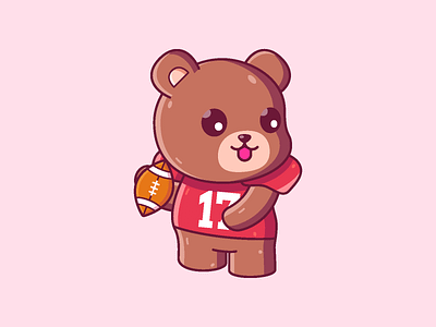 Brown Bear American Football american football animal bear cartoon character cute football graphic design icon illustration vector