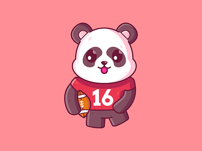 Panda American Football american football animal cartoon character cute football graphic design icon illustration panda vector