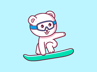 Polar Bear Snowboarding animal bear cartoon character cute graphic design icon illustration snowboard vector