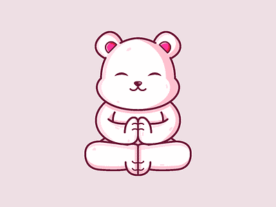 Polar Bear Meditation animal bear cartoon character cute graphic design icon illustration meditation vector yoga