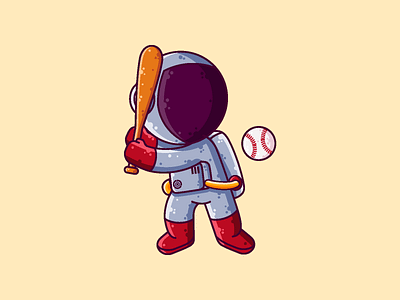 Astronaut Baseball astronaut baseball cartoon character cosmic cute graphic design icon illustration space vector