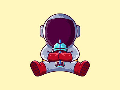 Astronaut Boba astronaut boba cartoon character cute graphic design icon illustration space vector