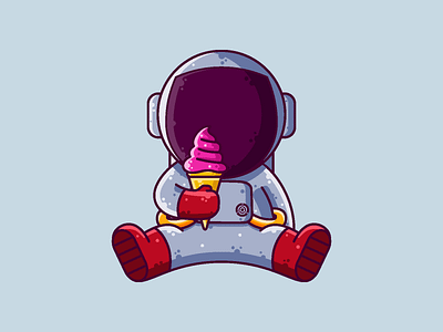 Astronaut Ice Cream astronaut cartoon character cute graphic design ice cream icon illustration space vector