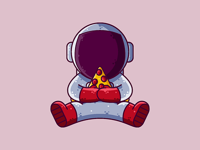 Astronaut Pizza astronaut cartoon character cute graphic design icon illustration pizza space vector