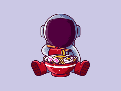 Astronaut Ramen astronaut cartoon character cute graphic design icon illustration noodle ramen space