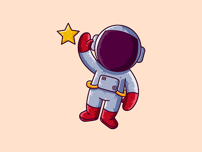 Astronaut Star astronaut cartoon character cute graphic design icon illustration space star vector