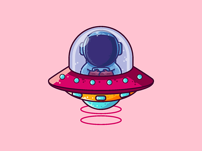 Astronaut UFO astronaut cartoon character cute graphic design icon illustration ship space ufo vector