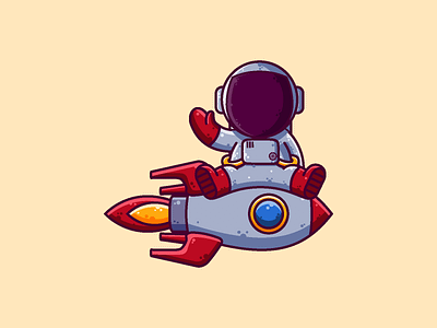 Astronaut Rocket astronaut cartoon character cute graphic design icon illustration rocket ship space vector