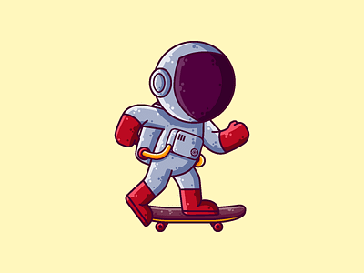 Astronaut Skateboard astronaut cartoon character cute graphic design icon illustration skateboard space vector