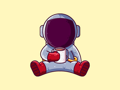 Astronaut Coffee astronaut cartoon character coffee cute graphic design icon illustration space vector