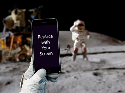 iPhone on the moon - Mockup Freebie