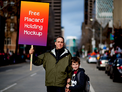 Free Placard Holding Mockup branding design free free mockup freebie hand mockup holding mockup placard psd
