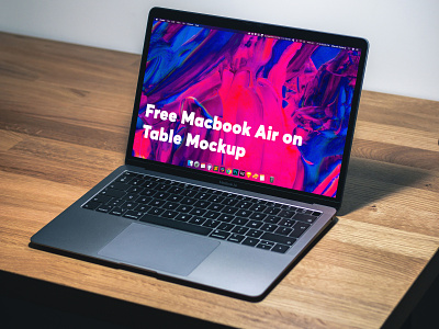 Free MacBook Air on Table Mockup branding design free free mockup freebie macbook air mockup psd table ui