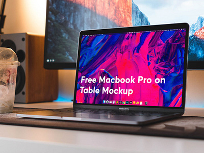 Free Macbook Pro on Table Mockup