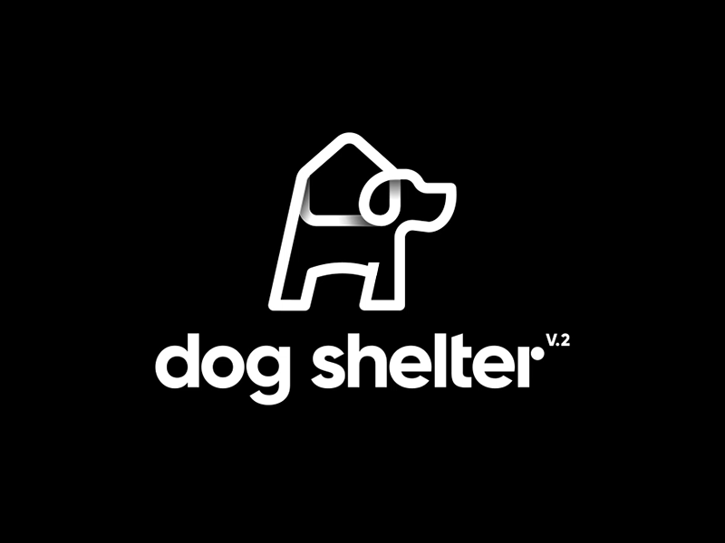 Dog Shelter - animated logo animated gif animated logo black and white concept dog logo house logo lines logo motion design shelter logo simple