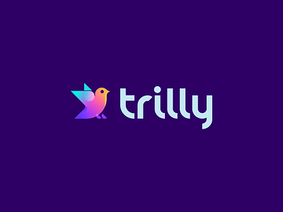 trilly birds bold concept geometric gradient logo modern symbol technology trill type