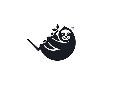 time management app logo (sloth hanging from clockhands) app logo clockhands logo simple sloth time management app