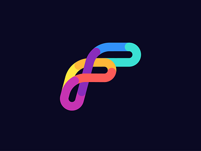 F colourful concept design f letter lines logo simple symbol