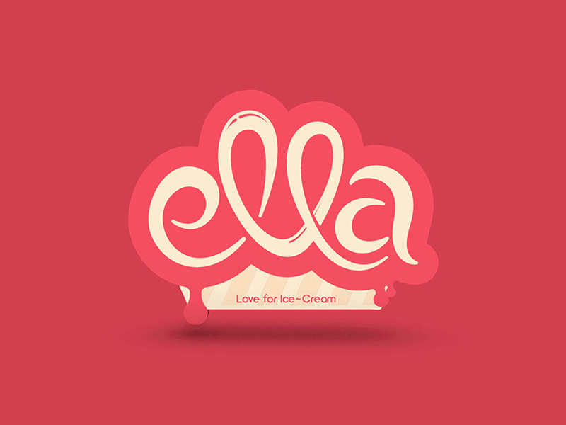 Ella Ice-Cream business card custom shape ice cream logo