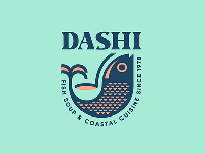 Dashi logo fish fisherman food geometric ladle logo negative space restaurant soup spoon symbol