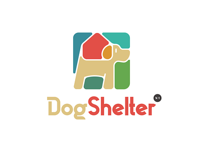 Dog Shelter v.1 bold colorful dog logo geometric house logo logo logo for sale pet logo shelter logo symbol