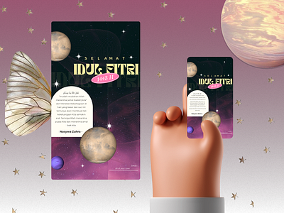 ✧༺♥༻∞ Eid cards ∞༺♥༻✧ angel design eid card eid cards figma kartu lebaran space stars ui vector wings