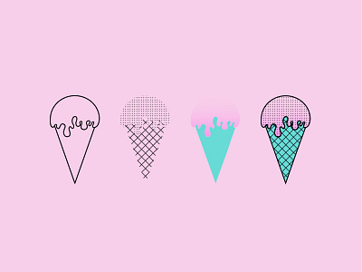 I scream for ice-cream bright colour geometric happy ice cream line pop