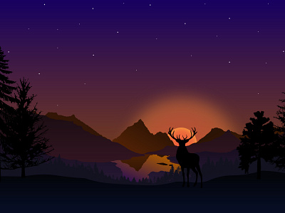 Elk on a rise illustration illustrator