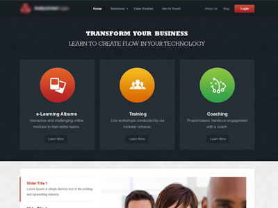 Landing Page business clean dark landing page red responsive white