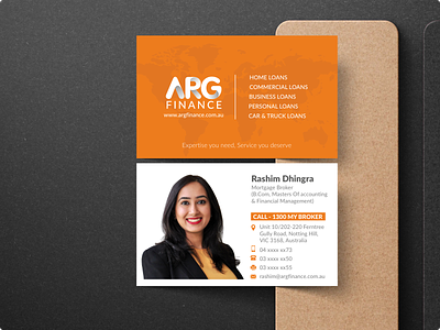 Business card designed for ARG Finance branding design logo vector