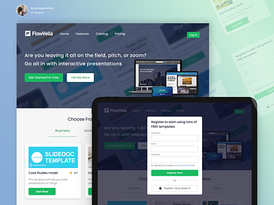 FlowVella Home and Sign-Up Page Redesign DailyUI day001 app business dailyui dailyui001 day001 ipad presentation redesign registration signup ui ux