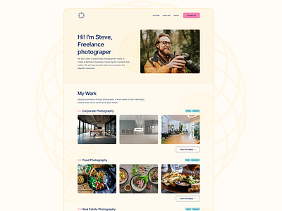 Freelance Photographer Template contact design freelance i̇mage landing page nocode photo photographer solid template ui ux yellow