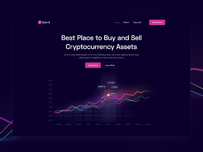 Coin-X app bitcoin coin crypto dashboard design etherium home page illustration lowcode main page nocode template ui web3