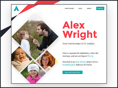 2015 New Portfolio - Home blue branding clean diamond diamond grid homepage personal site portfolio red teal website white