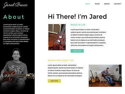 Jared Bracci About about about page dark design layout musician script website