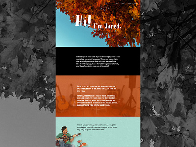 Jared Bracci About - 3rd Iteration about page color design layout nature orange typography