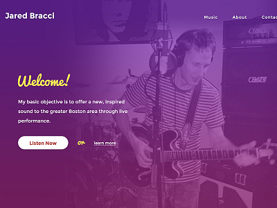 Jared Bracci Home Revisit gradient homepage musician pink purple wordpress yellow