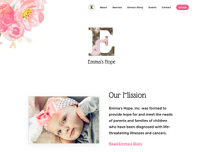 Emma's Hope charity clean e floral flowers pink watercolor website white