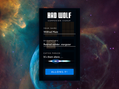 Daily UI 001 - Sign Up allons y bad wolf daily ui doctor who sign up space tardis ui