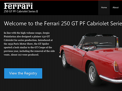 Ferrari 250 GT PF Cabriolet Registry dark ferrari fun vroom web design website wordpress
