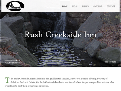 Rush Creekside Inn black clean green typography web design website white