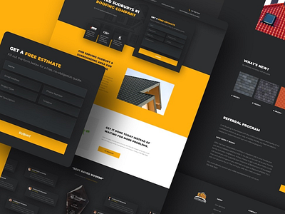 Website for a roofing company 3d branding logo ui