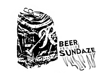 Beer Sundaze beer can crushed xerox
