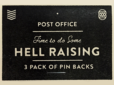 3 Pack of Pin Backs badges buttons header card hellraising packaging pinbacks pins post office