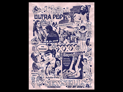 Ultra Pop's 7th Annual XXX Art Show flyer gig poster pr0n smut xxx