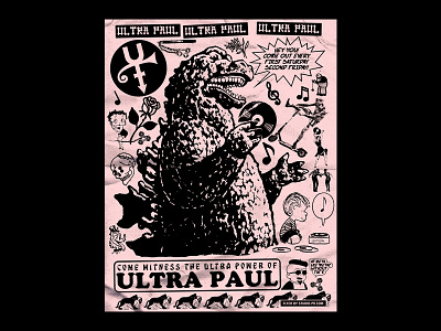 Ultra Paul at Meta art print cut design flyer flyer artwork gig hand drawn illustration paste poster skull xerox