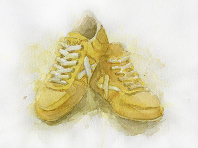 Sneakers drawing illustration watercolor