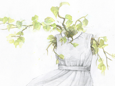 Vegetal girl drawing illustration pencil watercolor